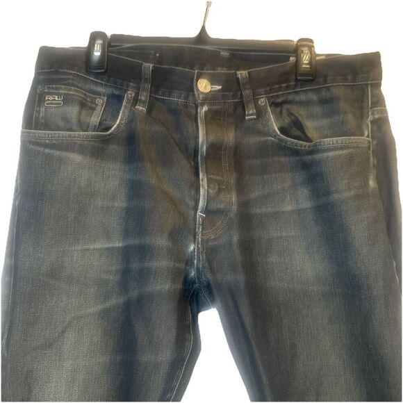 G-STAR RAW 3301 Men’s BLACK/GRAY Slightly Distressed Straight Leg Jeans 36 X 34 - Picture 2 of 15